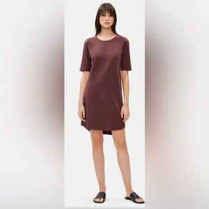 Eileen Fisher Petite Organic Cotton Stretch Jersey Dress Mahogany